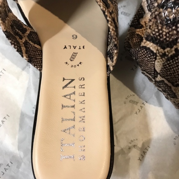 NEW Italian Shoemakers Women's Snakeskin Wedge Sandals Slip On Size 6 Beige - Picture 5 of 8